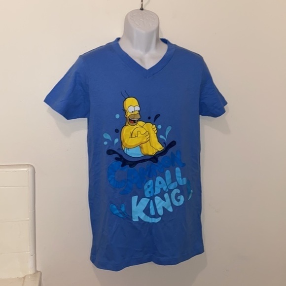 Unisex The Simpsons 25th Anniversary Homer Cannonball King V-Neck Tee - Picture 3 of 9